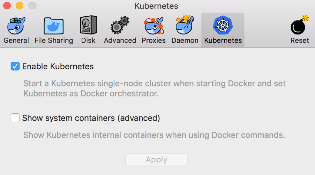 Kubernetes設定の有効化